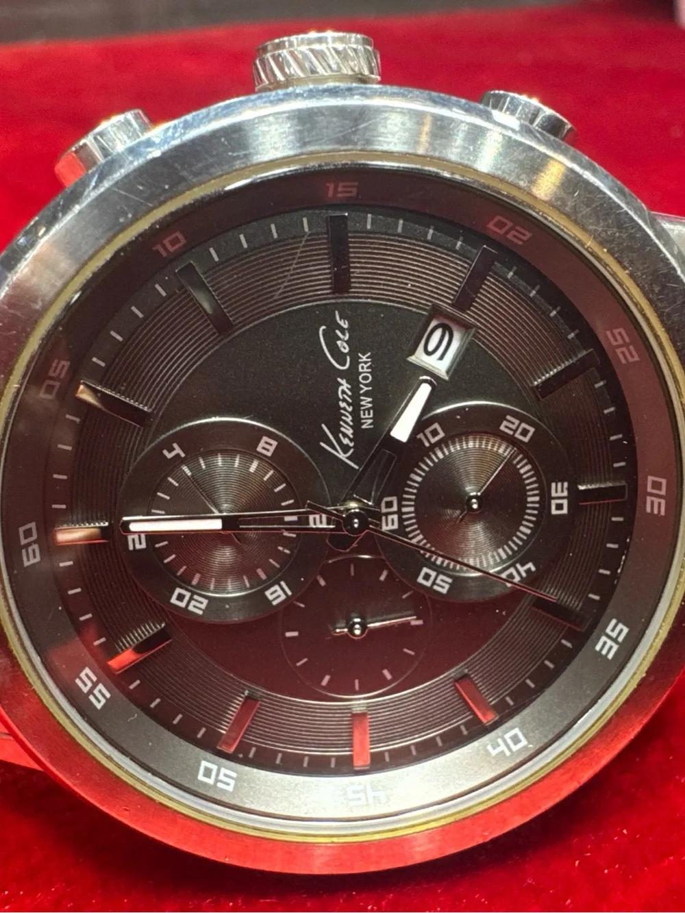 Kenneth Cole New York Chronograph Stainless Steel Watch Working Gray Dial
